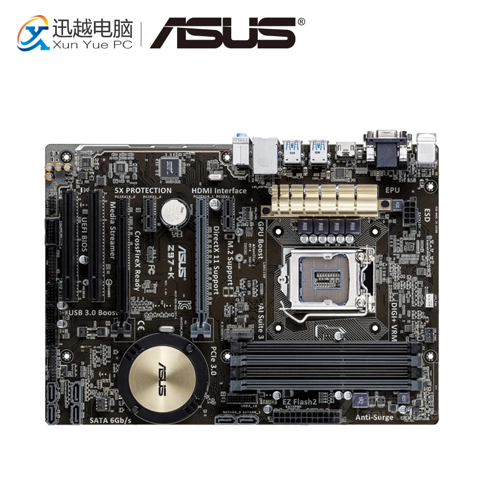 

Asus Z97-K Desktop Motherboard Z97 Socket LGA 1150 For Core i7 i5 i3 DDR3 32G SATA3 USB3.0 M.2 HDMI ATX Original Used Mainboard