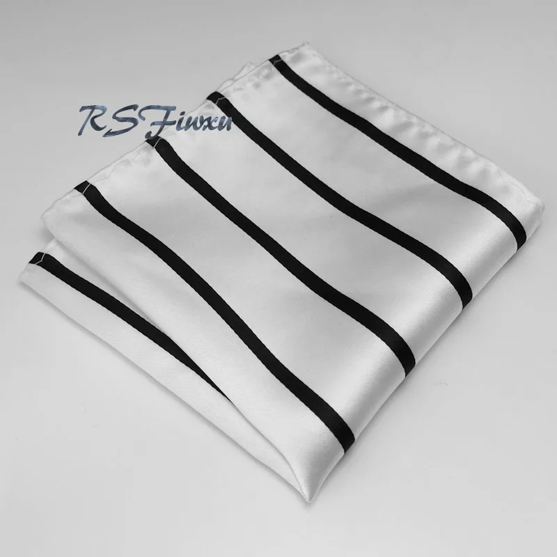 Free Shipping Stripes Black White Silk Hanky 100 Mens Jacquard Weave