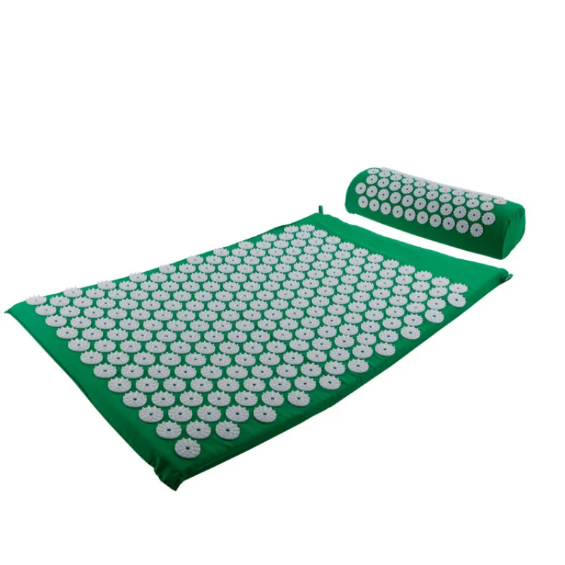 Massager Mat+Pillow Acupuncture Shakti Relieve Back Body Foot Massage Green/Purple Massage Pain Rose Spike Yoga Relaxation