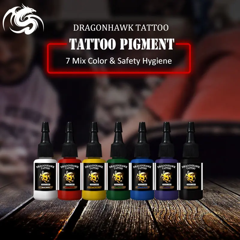 Высококачественные чернила для тату dragonhawk 7-PACK основной цвет Набор 0,5 oz бутылки