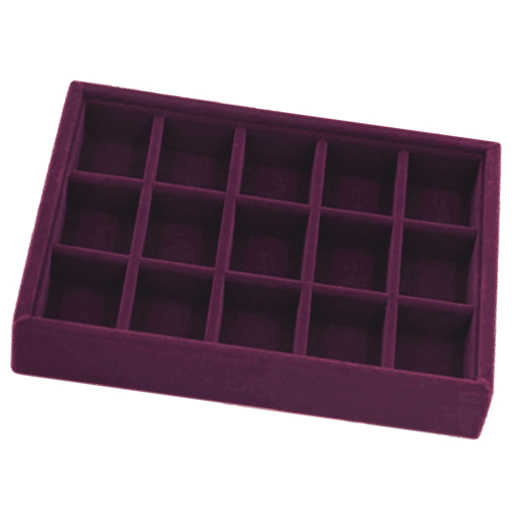 Elegant Purple Velvet Stackable Jewelry Display Tray Case Holder Organizers