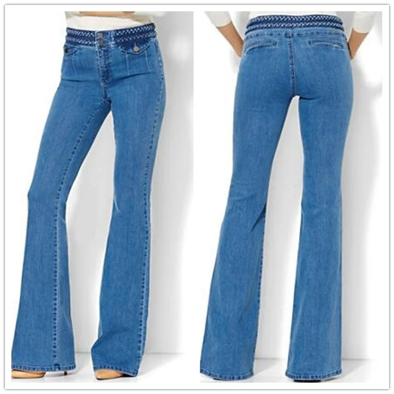 High Waist Bootcut Jeans Denim Pant Jean Slim Femme Plus Size Cotton Flare M-5XL |