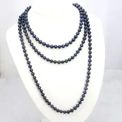 HOT черный жемчуг длинное ожерелье 7-8 мм DIY ювелирные изделия ручной работы 55 дюймов 2 шт./лот подходит для женщин праздничная одежда