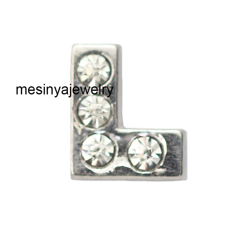

10pcs Letter L With Zircon Crystal Custom Floating Charms For Glass Locket
