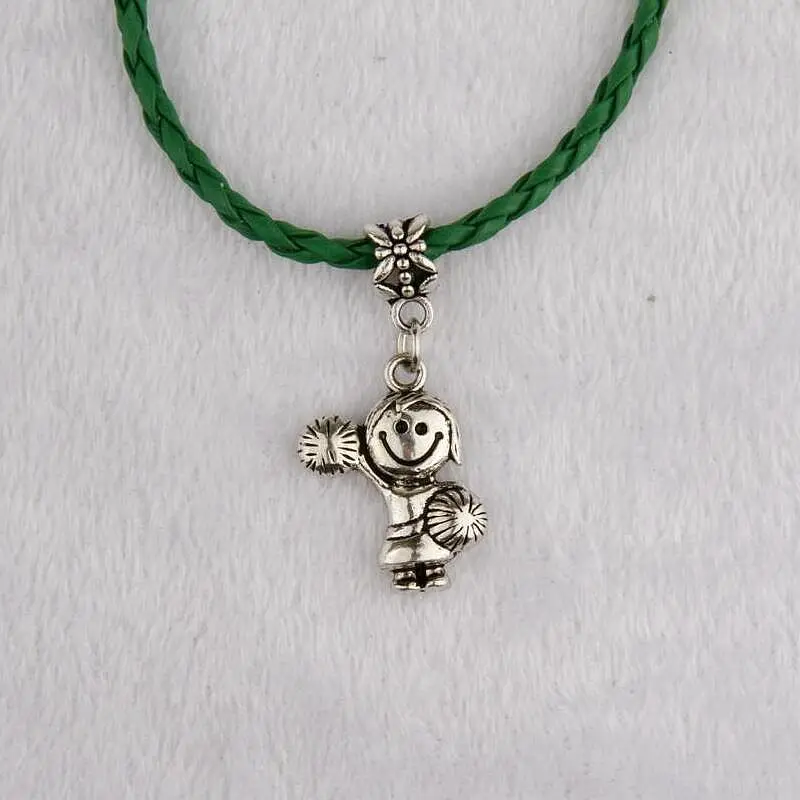 حار 20 قطعة/الوحدة التشجيع فتاة سحر قلادة العتيقة الفضة 20 + 5 سنتيمتر multicolor الجلود حبل سوار المجوهرات عالية الجودة e251 حار 20 قطعة/الوحدة التشجيع فتاة سحر قلادة العتيقة الفضة 20 + 5 سنتيمتر multicolor الجلود حبل سوار المجوهرات عالية الجودة e251