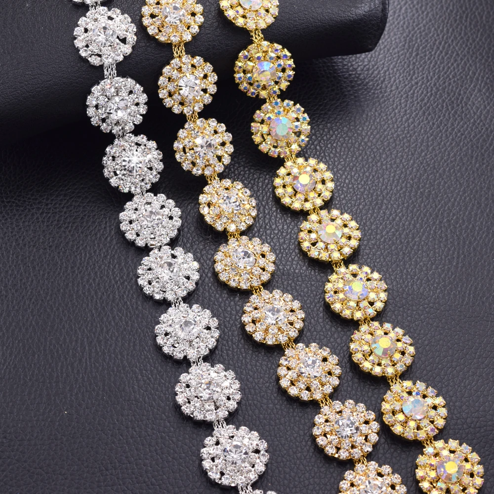 10yards 2.2cm Crystal AB sew on rhinestones trims for clothing belt