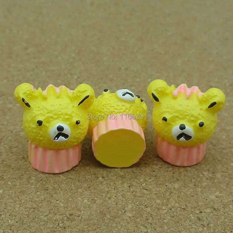 1pcs resin yellow bear plate cake 15mm Cabochons Scrapbooking Hair Bow Center Card Frame Making Craft DIY B010-2