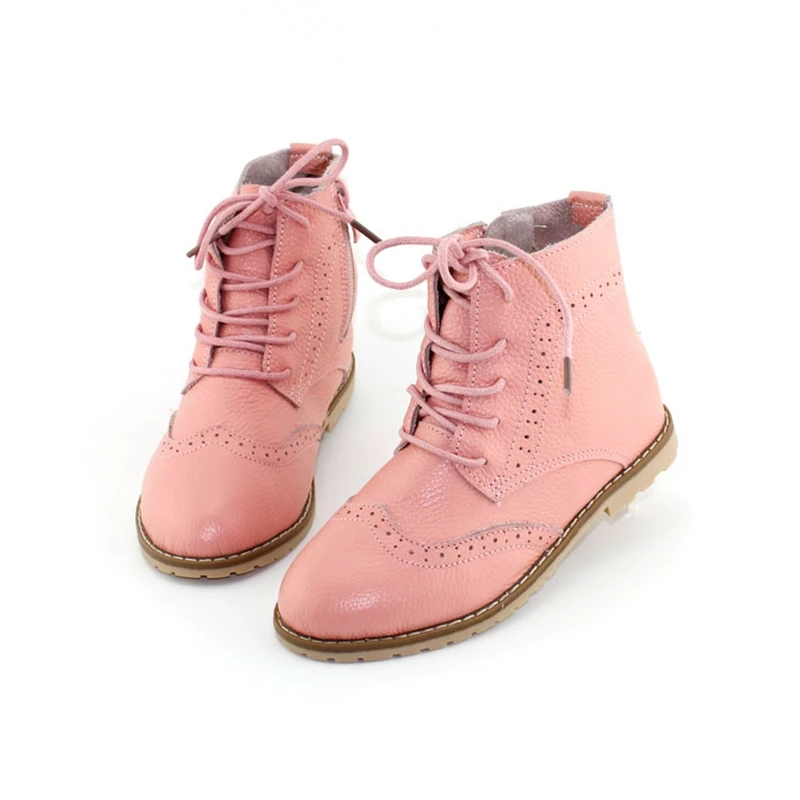 

2017 Spring Girls Ankle Boots Genuine Leather Kids Martin Boots Princess Pink Boots Summer Cut Out Hollow White Shoes Size 26-37