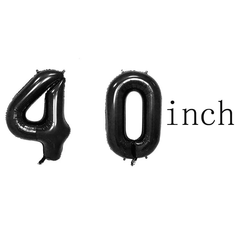 

40inch Number Foil Balloons Black Theme Happy Birthday Party Christmas Wedding Baby show Decoration Supplies for home
