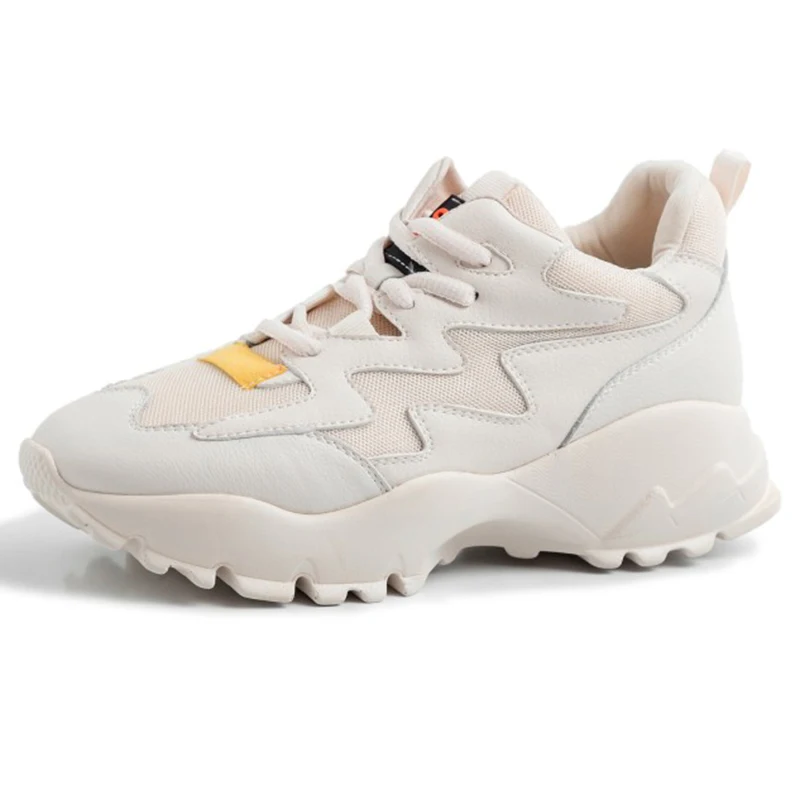 

2019 Spring Style Round Toe Platform Black White Chunky Sneakers High Heel Dad Shoes Women ShoesTenis Feminino GO2H957