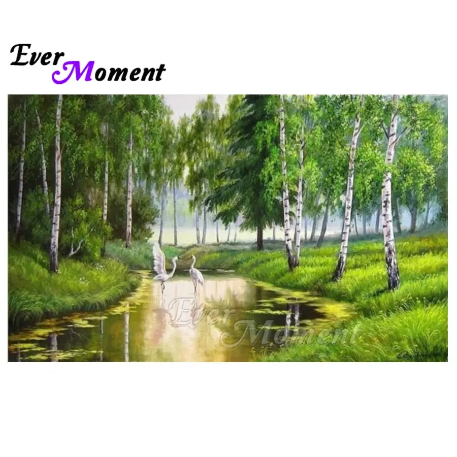 Ever Moment 5D DIY Алмазная картина вышивка крестом лес и река мозаика полностью