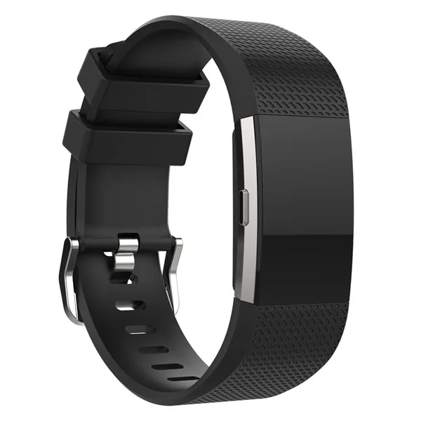 Силиконовый ремешок для часов для fitbit charge2 band умный Браслет для фитнеса часы сменный ремешок для спортивных часов полосы для fitbit Charge 2 - Цвет: Черный