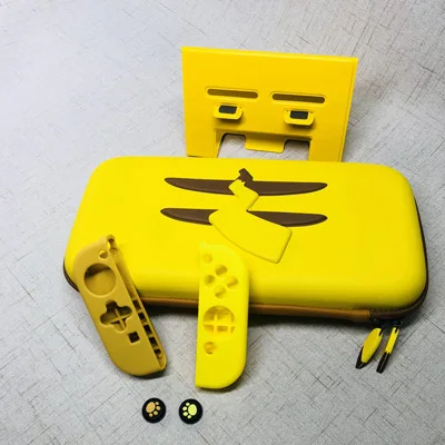 Силиконовый чехол Pikachus Eevee Joycon Thumstick Grips cap для Nintendo switch NS Console, Жесткий Чехол для хранения+ папка-подставка - Цвет: full set