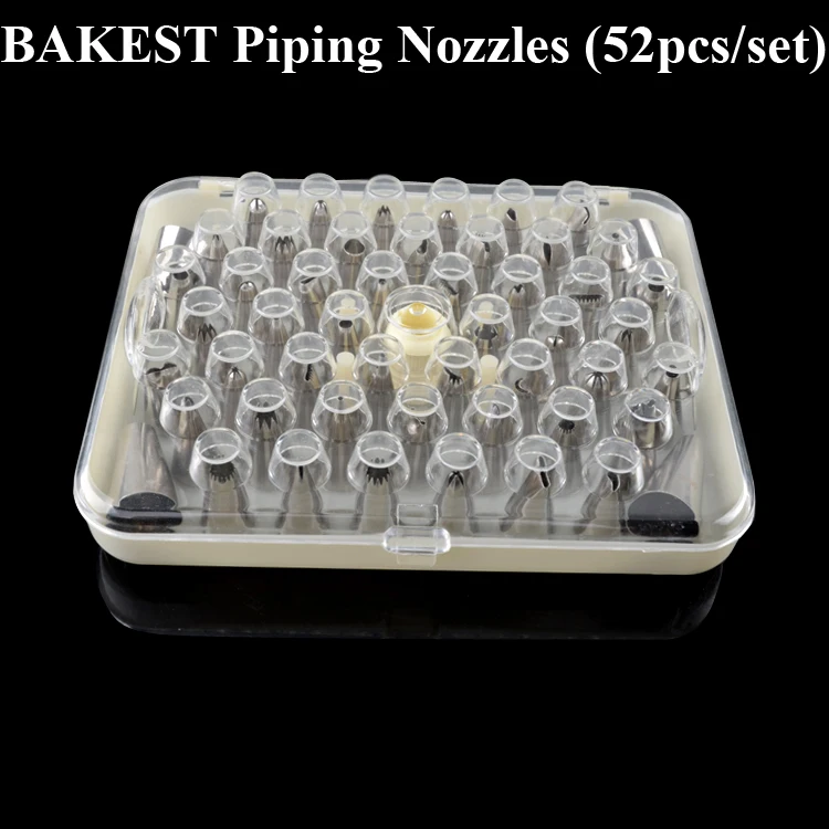 

BAKEST 52pcs per lot Stainless Steel Pastry Cream Pastry Nozzle With Plastic Converter Cake Decorating Tools