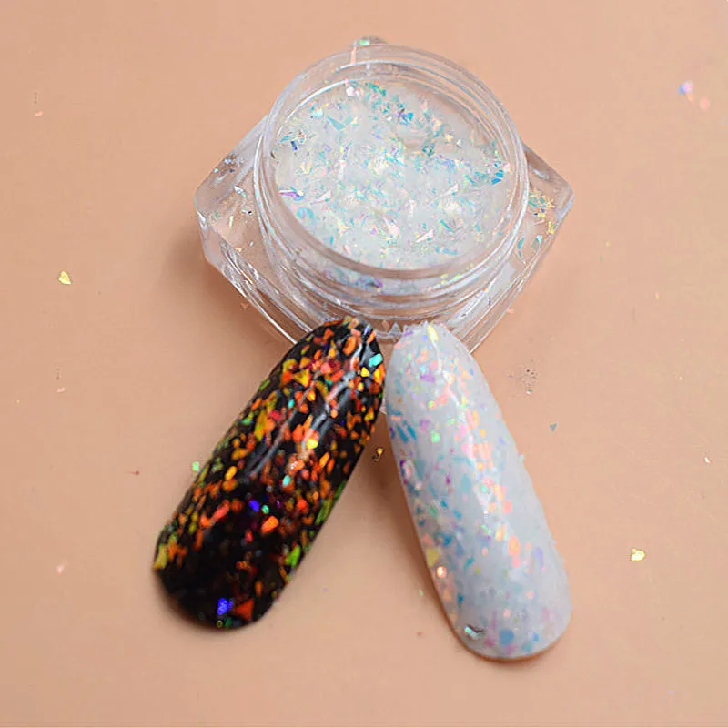 1 g/caja nueva llegada de 2017 pigmento de Mica cambiante de Color Camaleón de Color blanco Irregular para pintura de uñas, 5 colores