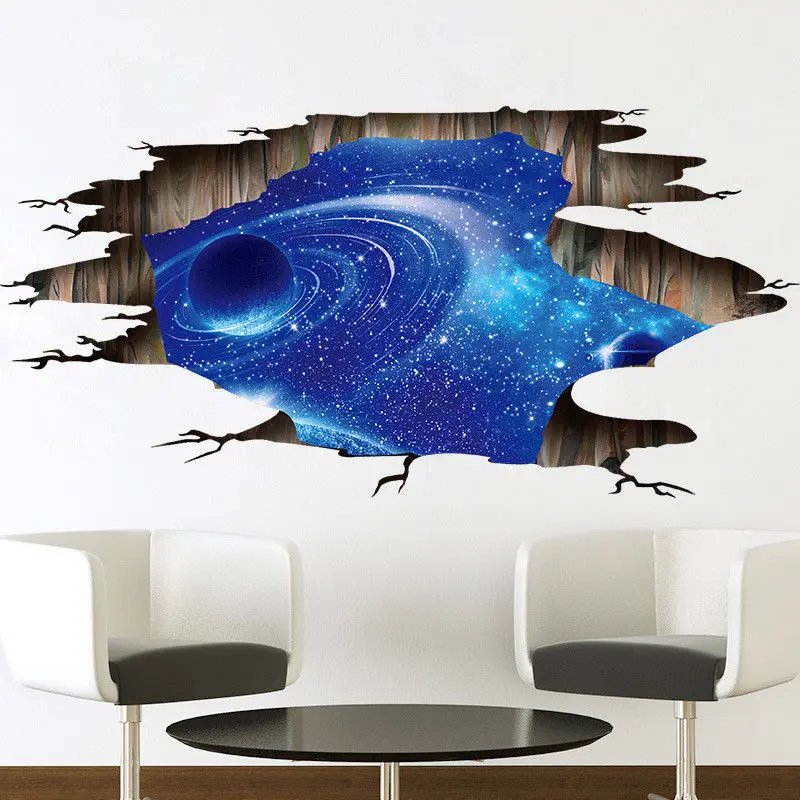 3D Outer Space Moon Wall Sticker Decal Removable Vinyl Art Home Mural