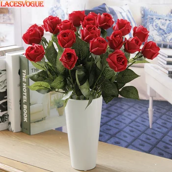

Free Shipping(21pcs/Lot) Fresh rose Artificial Flowers Real Touch rose Flowers, Home decorations for Wedding Party or Birthday