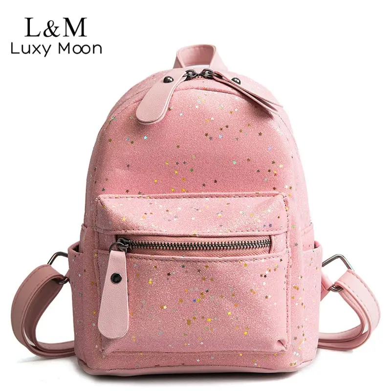 

Luxy moon Women Mini Sequin Backpack Glitter PU Leather Shoulder Bag Teenage Girls Fashion Small Backpacks Black Daypack XA314H
