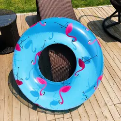 120 см Цветочный принт плавательный круг надувной фламинго плавание кольцо прозрачный синий надувные пончик спасательный круг плавающий