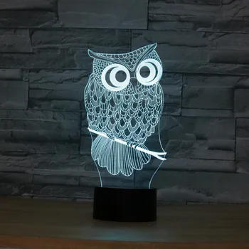 

Kawaii Owl 3D Visual Light 7 Color Changing Night Light for Kids USB Touch Table Lampara Lampe Baby Sleeping Light Bedroom Decor