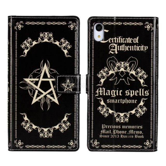 Fahsional mysterious magic spells book pattern flip PU