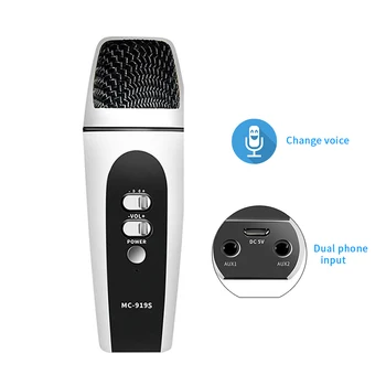 Professional Usb Voice Changer Microphone Wired Vocal Karaoke Handheld Condenser Microphone For Video Recording Smart Phone Mic metal 55sh microphone rose gold color vocal dynamic retro vintage mic 55 sh for mixer audio studio video singing recording