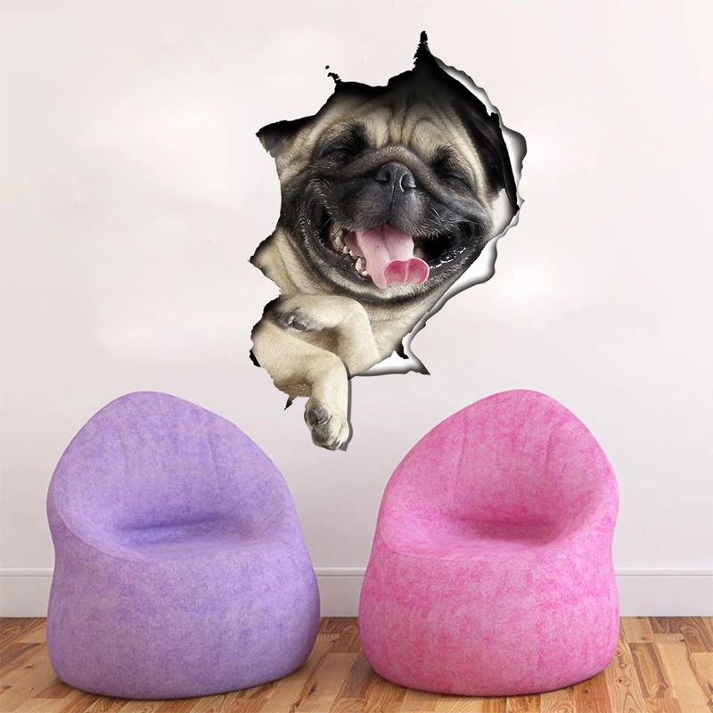 Wall Stickers Toilet Stickers Cat Stickers Lovely Cat Dog 3D Wall Stickers Hole View Bathroom Toilet Decals Living Room Home Decor Poster Cute Animals Waterproof Wallpaper