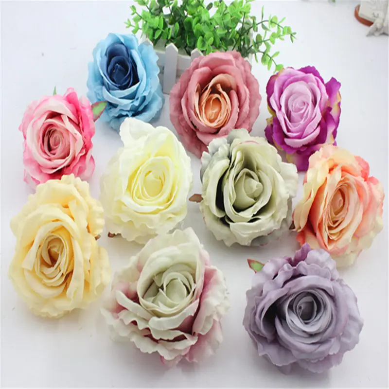 

10cm Rose Optional colorFlower Head Artificial Flowers for Wedding Decoration Ball Craft Fake Flowers 1pieces/lot