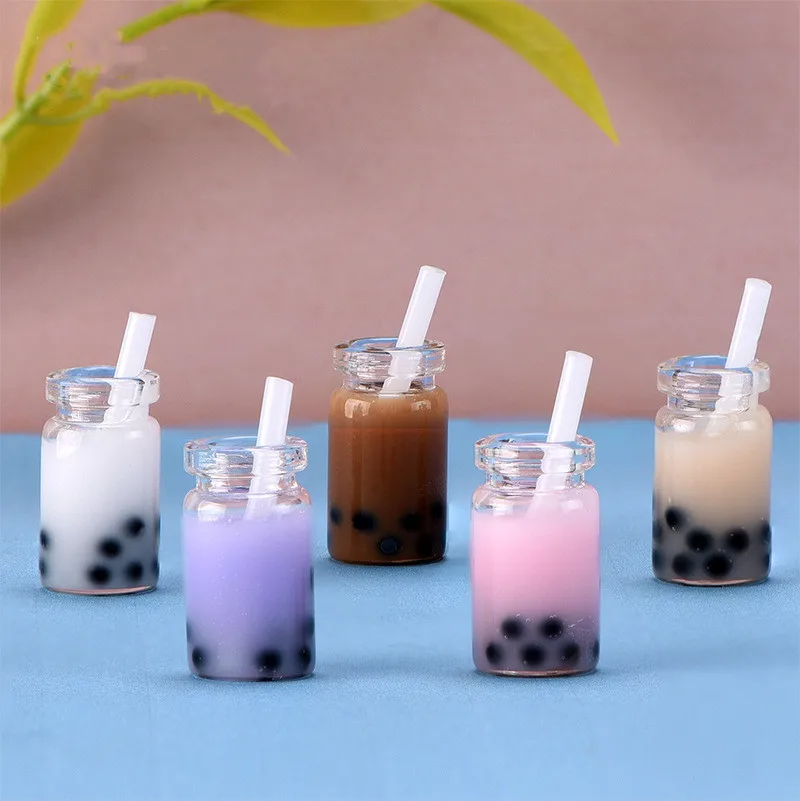 

Resin Milkshake Cup Models Cartoon Anime Figure Gift DIY Key Ring Pendant Materials Life Small Ornaments Figma Crafts for Kids