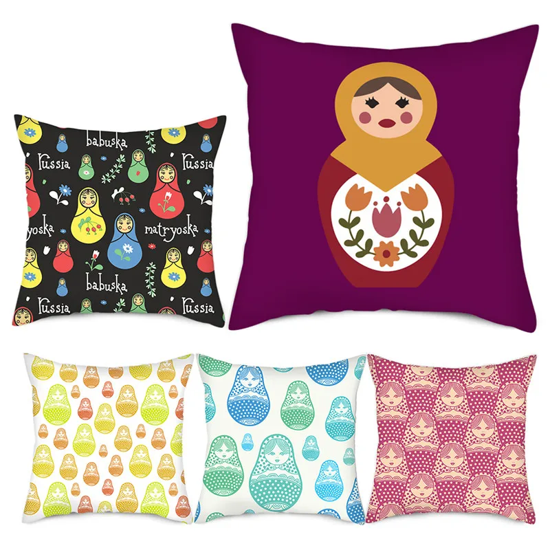 

Fuwatacchi Baby Doll Printed Cushion Cover Cute Pillow Cover Stripe Throw Pillow Decorative Pillows for Sofa Car Office