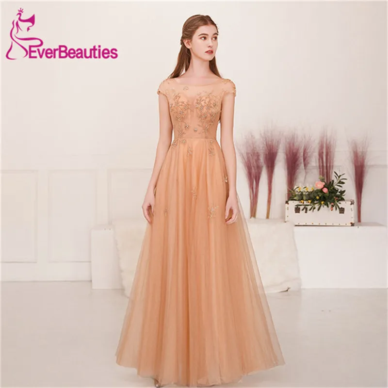 

Evening Dress Long 2019 Tulle Beaded Women Prom Party Dresses Abendkleider 2019 Robe De Soiree