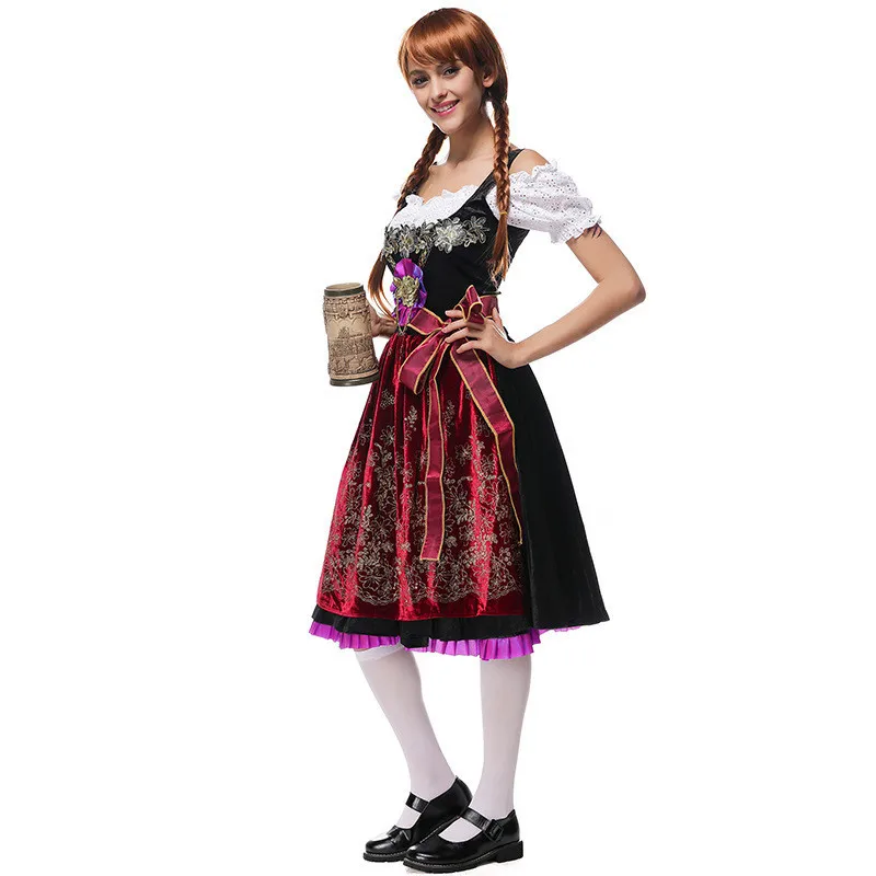 Высококачественное платье с узким лифом и широкой юбкой для взрослых женщин Октоберфест костюмы таверна Ренессанс средневековая разносчица пива, девушка Wench костюм