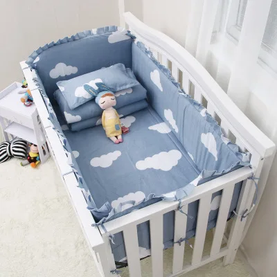 6 шт./лот хлопок детская кроватка бамперы для новорожденных малышей мягкая кровать постельные принадлежности наволочки лист для младенческой кроватки бампер наборы для ухода за кожей - Цвет: Серый