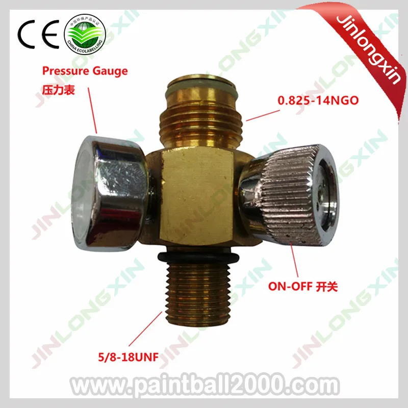 

SPUNKY Paintball Valve with On/Off for Co2 Tank Thread 5/8-18UNF with 3000psi Gauge