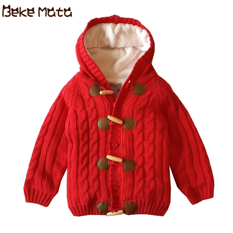 

Knit Baby Sweater Autumn Winter 2018 Toddler Girls Jackets Full Sleeve Plus Cotton Kids Boys Outerwear Children Coat For 1-4Year