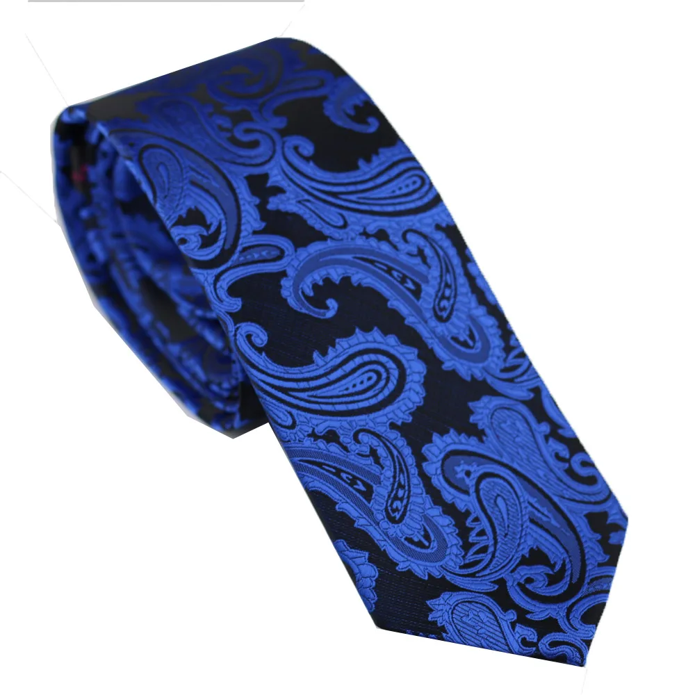 LAMMULIN NOVELTY Men's ties Black With Royal blue Paisley Jacquard