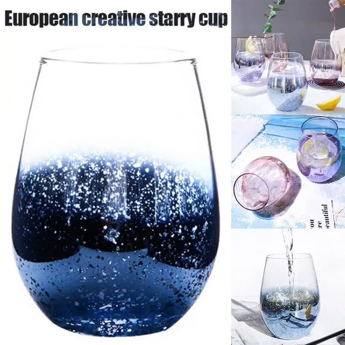 European Creatived Stars Egg Cup Plated Color Large Capacity Lead-free Crystal Glass Cup Hogard