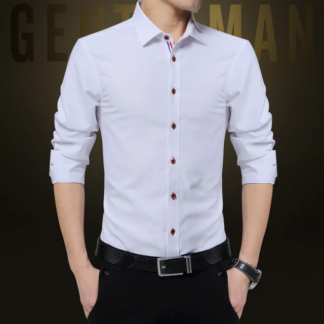 Mens Dress Shirts Slim Fit Long Sleeve Fashion 2017 Spring Solid Mens Dress Shirts Slim Fit Long Sleeve Fashion 2017 Spring Solid Oxford Korean Clothes Men Office