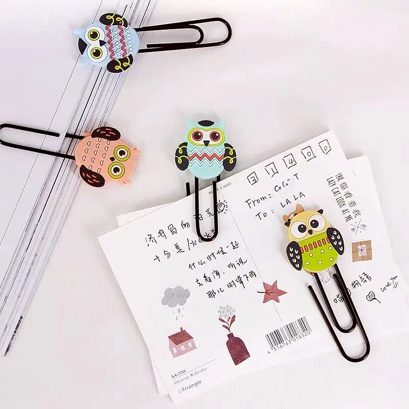 

8pcs/lot Creative Kawaii Owl Animal Metal Paper Clip Cute Bookmark Decorative File Memo Clips School Stationery