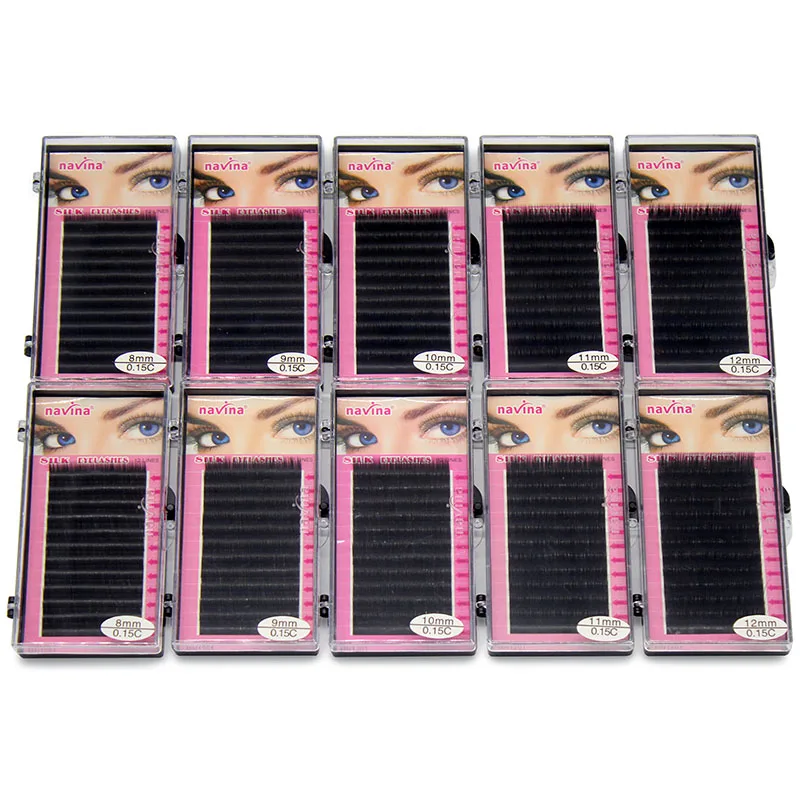 

Navina Wholesale 10cases/Lot 0.15D Natural Silk Eyelashes Professional Soft Extension Individual Fake False Eye Lash for Makeup