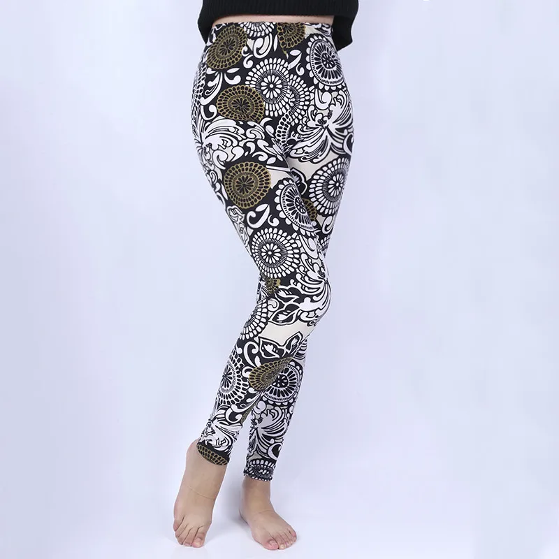 2016 fashion High Elastic Design Vintage flower Leggings Floral