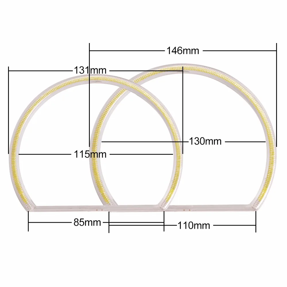 Hipppcron COB светодиодный ангельские глазки 2x131 мм+ 2x146 мм фара с Halo кольцом белого цвета автомобиль-Стайлинг для BMW E46