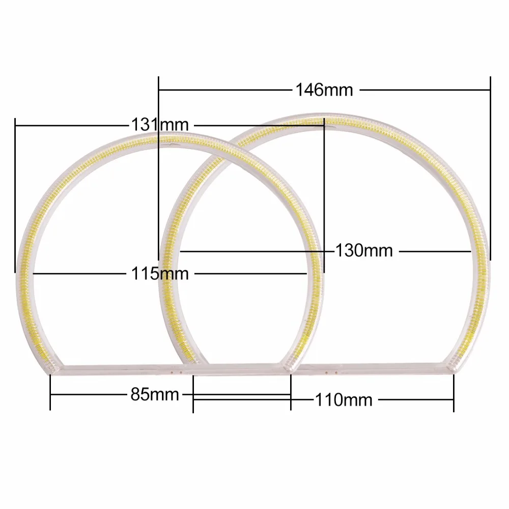 Бегемот COB LED Angel Eyes 2x131 мм + 2x146 фара с кольцом Halo белого цвета автомобильный