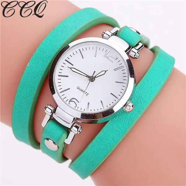 CCQ модные роскошные часы с кожаным браслетом женские кварцевые часы повседневные женские наручные часы Relogio Feminino Прямая поставка - Цвет: green