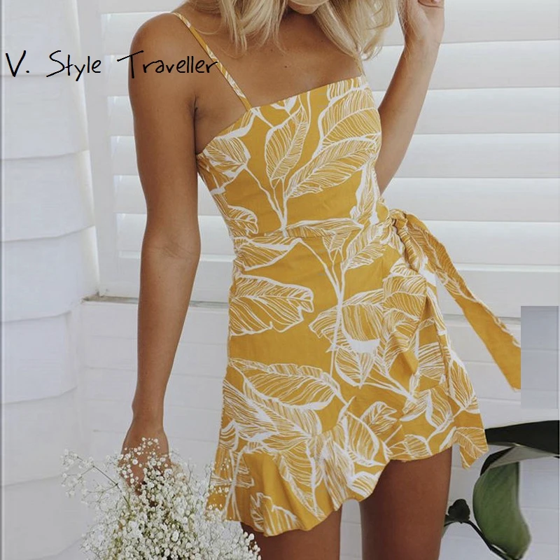 

Bright Color Print Camis Dress Women Sexy Wrap Bodycon Casual vestido de festa IG Summer Style Boho Resort High Waist Dresses