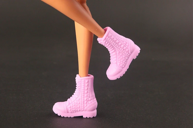 1//6 Barbie Doll Light Pink Peep Toe Ankle Boot Hi Heels Shoes
