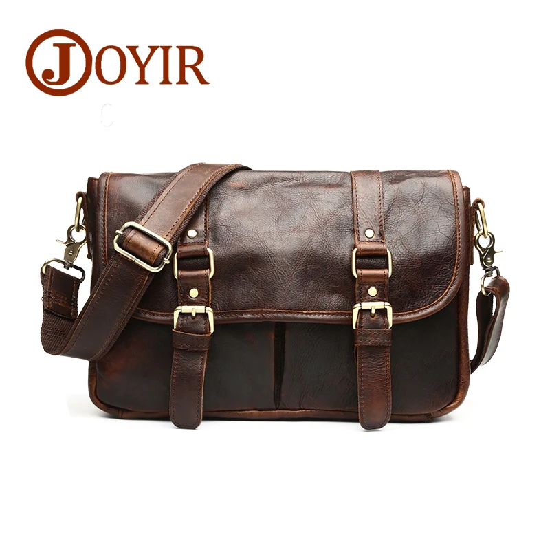 

JOYIR Genuine Leather Men Small Shoulder Bags Vintage Leather Messenger Crossbody Travel Bag Handbag for Men Male Bag B542