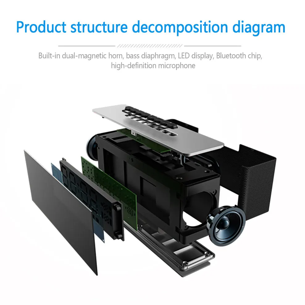 Портативный Bluetooth динамик беспроводной стерео супер бас Музыка Soundbox с светодиодный дисплей времени будильник громкий динамик TF Mp3 колонка