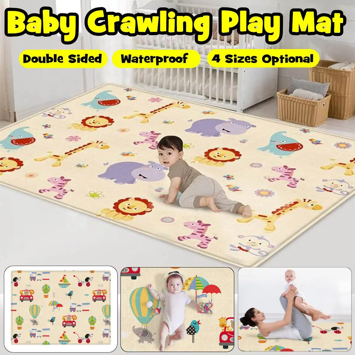 

4 Sizes Baby Crawling Play Mat Fun Environmental Protection Carpet Kid Educational Odorless Game Blanket for Children Activity