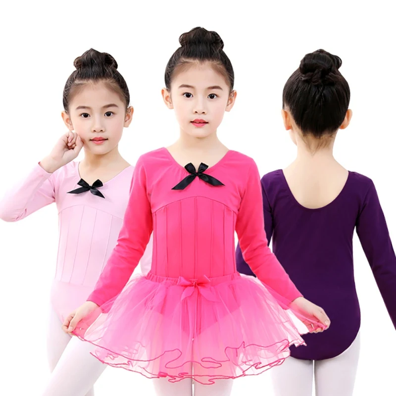 Детская гимнастика, танцы практика одежда с длинными рукавами цельнокроеное платье для девочек хлопок экспертизы национального Танцы